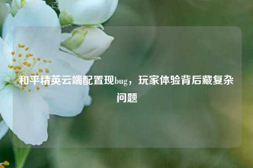 和平精英云端配置现bug,玩家体验背后藏复杂问题