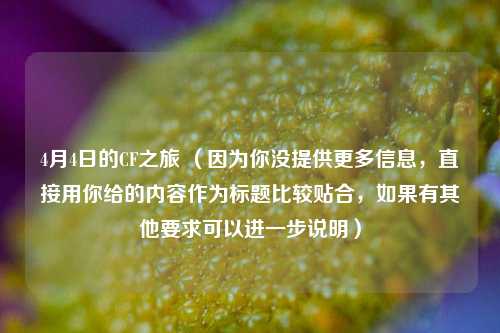 4月4日的CF之旅 (因为你没提供更多信息,直接用你给的内容作为标题比较贴合,如果有其他要求可以进一步说明)