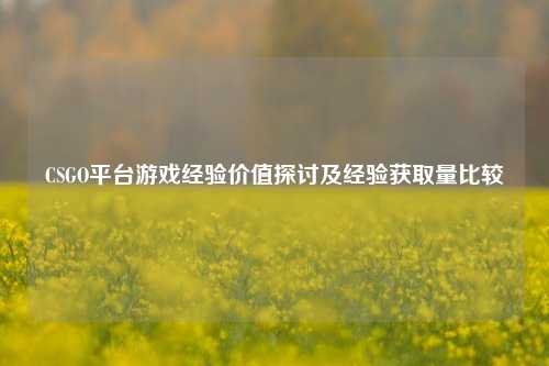CSGO平台游戏经验价值探讨及经验获取量比较