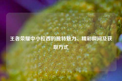 王者荣耀中小拉西的独特魅力、精彩瞬间及获取方式