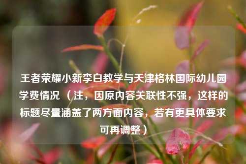 王者荣耀小新李白教学与天津格林国际幼儿园学费情况 （注，因原内容关联性不强，这样的标题尽量涵盖了两方面内容，若有更具体要求可再调整）