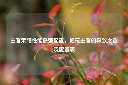 王者荣耀性能最强配置，畅玩王者的极致之选及配置表