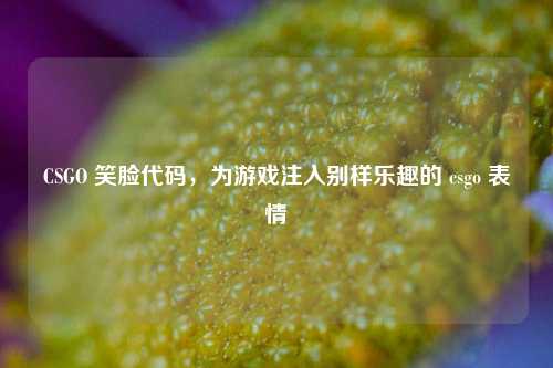 CSGO 笑脸代码，为游戏注入别样乐趣的 csgo 表情