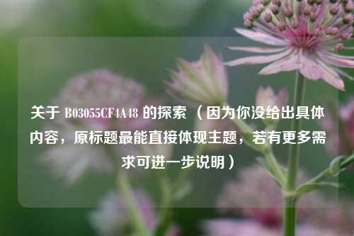 关于 B03055CF4A48 的探索 （因为你没给出具体内容，原标题最能直接体现主题，若有更多需求可进一步说明）