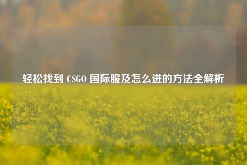 轻松找到 CSGO 国际服及怎么进的方法全解析