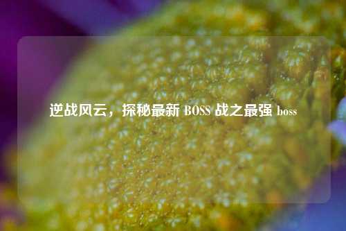 逆战风云，探秘最新 BOSS 战之最强 boss