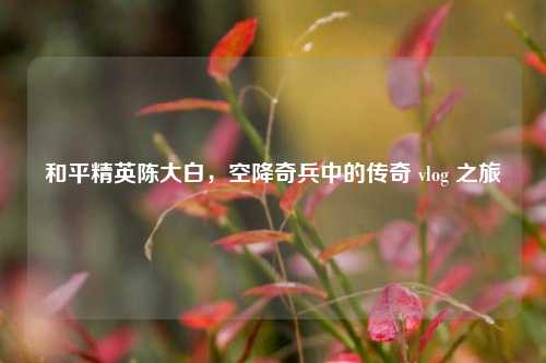 和平精英陈大白，空降奇兵中的传奇 vlog 之旅