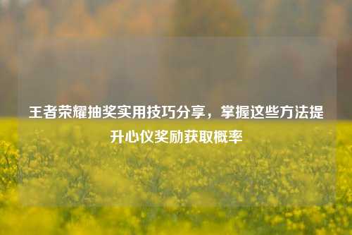 王者荣耀抽奖实用技巧分享，掌握这些方法提升心仪奖励获取概率