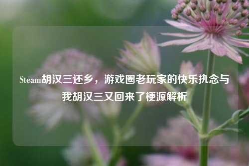 Steam胡汉三还乡,游戏圈老玩家的快乐执念与我胡汉三又回来了梗源解析