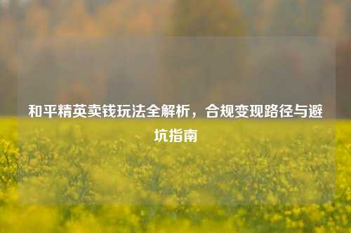 和平精英卖钱玩法全解析，合规变现路径与避坑指南