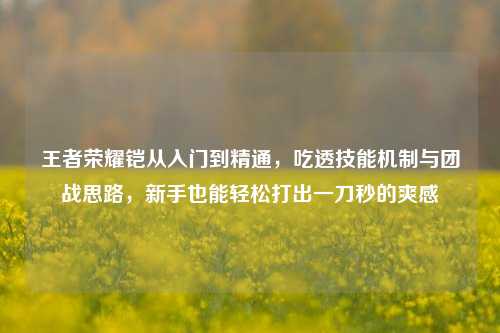 王者荣耀铠从入门到精通，吃透技能机制与团战思路，新手也能轻松打出一刀秒的爽感