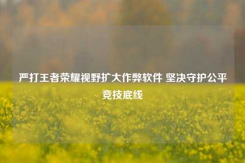 严打王者荣耀视野扩大作弊软件 坚决守护公平竞技底线