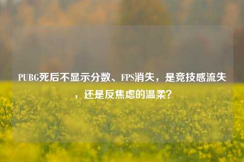 PUBG死后不显示分数、FPS消失，是竞技感流失，还是反焦虑的温柔？