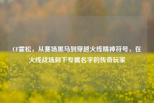 CF霍松,从赛场黑马到穿越火线精神符号,在火线战场刻下专属名字的传奇玩家
