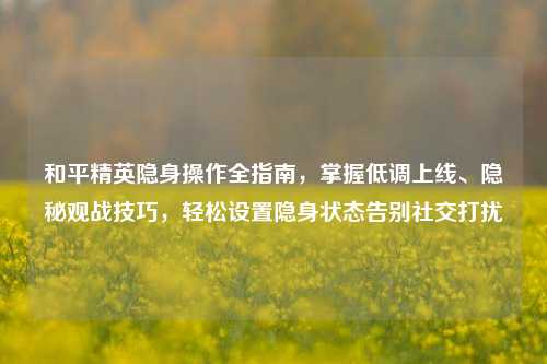 和平精英隐身操作全指南，掌握低调上线、隐秘观战技巧，轻松设置隐身状态告别社交打扰