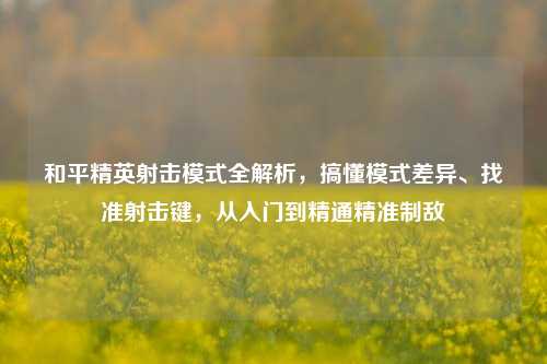 和平精英射击模式全解析，搞懂模式差异、找准射击键，从入门到精通精准制敌