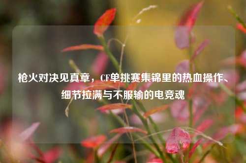 枪火对决见真章,CF单挑赛集锦里的热血操作、细节拉满与不服输的电竞魂