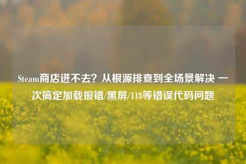 Steam商店进不去?从根源排查到全场景解决 一次搞定加载报错/黑屏/118等错误代码问题