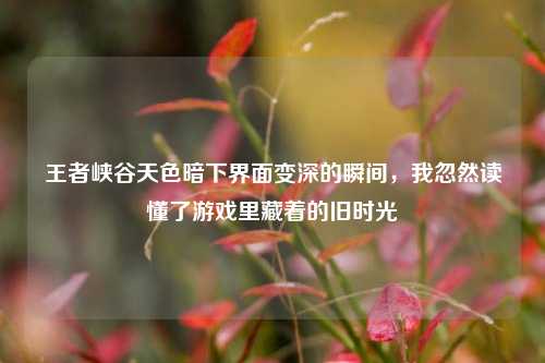 王者峡谷天色暗下界面变深的瞬间,我忽然读懂了游戏里藏着的旧时光